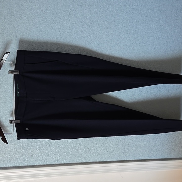 Lauren Ralph Lauren Deep Navy Straight Leg Crop Ankle Pants Sz Large Career - Picture 2 of 14